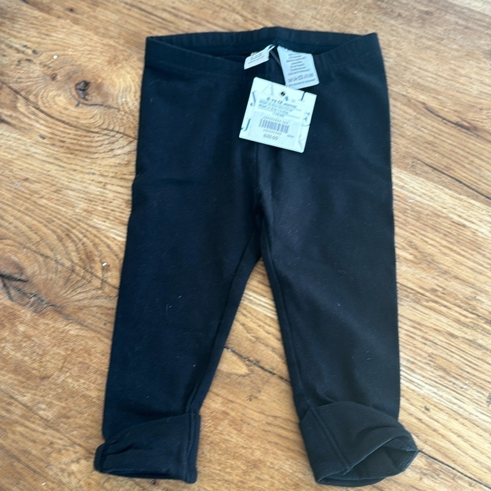 Janie & Jack Leggings Baby Girl 6-12Mos Black NWT Bow Seam Front